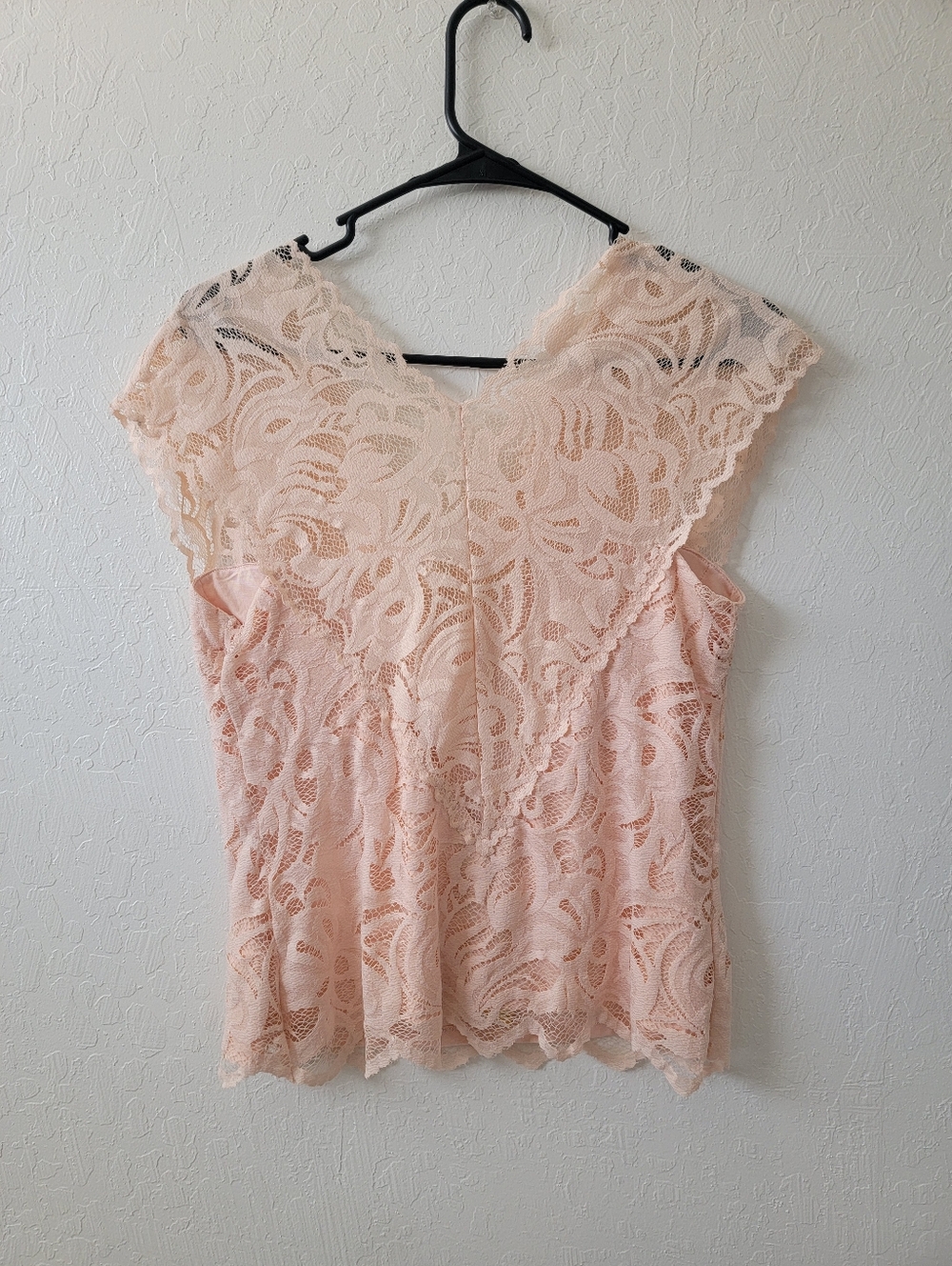 H&M Lace Vneck Peach Pink Short Sleeve Blouse Top 10 - Picture 3 of 5
